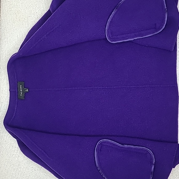 Talbots Double-Face Wing Collar Crop Open Front Wool Jacket in Purple - Picture 13 of 17